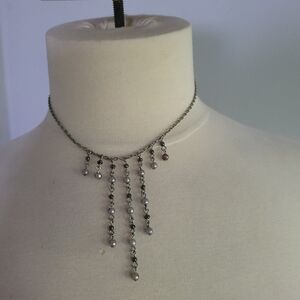 Elegant Silver Pearl Drop Necklace